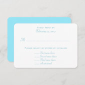 Boîtier Aqua Blue Mariage Entree Menu RSVP (Devant / Derrière)