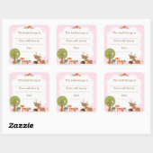 Boîtier Baby shower Woodland autocollant rose (Feuille)