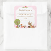 Boîtier Baby shower Woodland autocollant rose (Sac)