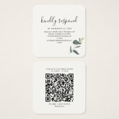 Boîtier de Mariage RSVP moderne QR Code vert (Devant & derrière)