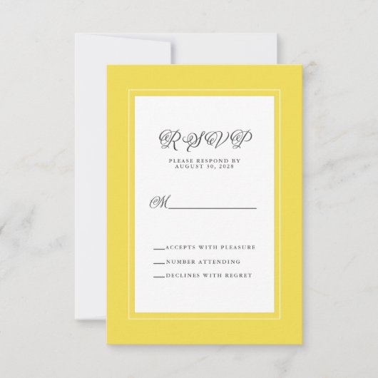 Boîtier de réponse au mariage jaune blanc élégant (Devant)