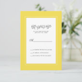 Boîtier de réponse au mariage jaune blanc élégant (Debout devant)