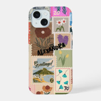 Boîtier de téléphone collant de timbre coloré