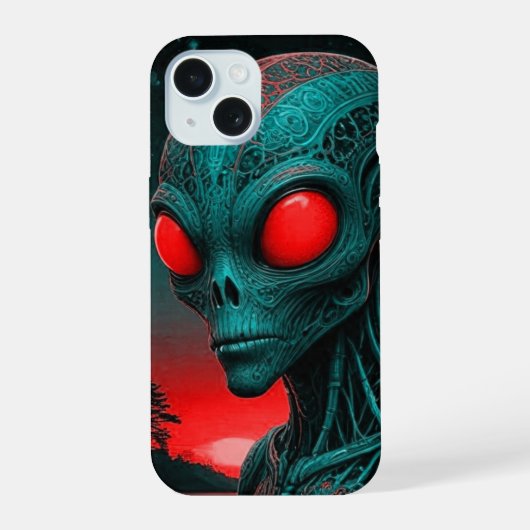 Boîtier de téléphone iPhone 15 à thème Alien (Verso)