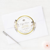 Boîtier Floral Blanc Étiquette Gold Frame (Enveloppe)