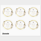 Boîtier Floral Blanc Étiquette Gold Frame (Feuille)