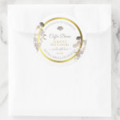 Boîtier Floral Blanc Étiquette Gold Frame (Sac)