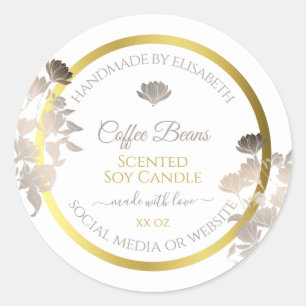Boîtier Floral Blanc Étiquette Gold Frame