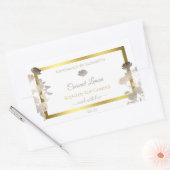 Boîtier Floral Blanc Étiquette Gold Frame (Enveloppe)