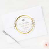 Boîtier Floral Blanc Étiquette Gold Frame (Enveloppe)