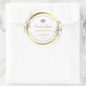Boîtier Floral Blanc Étiquette Gold Frame (Sac)