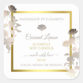 Boîtier Floral Blanc Étiquette Gold Frame (Devant)