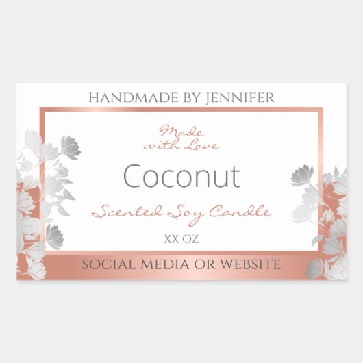 Boîtier Floral Blanc Étiquette Rose Or (Devant)