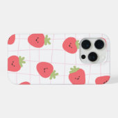 Boîtier fraise mignon pour iPhone 15 Pro (Verso Horizontal)