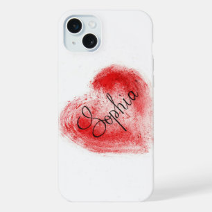 Boîtier iPhone 15 Plus Graphique Cœur Rouge Minima