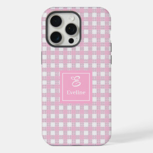 Boîtier iPhone à carreaux rose minimaliste – Style