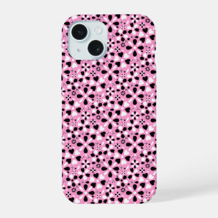 Boîtier iPhone à fleurs noires et blanches mignon