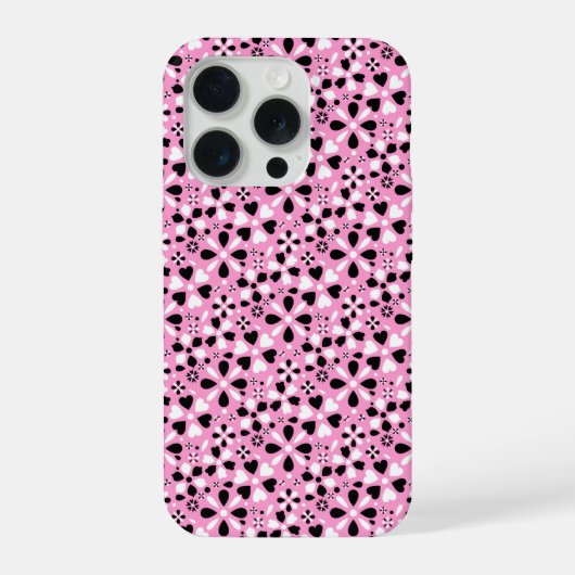 Boîtier iPhone à fleurs noires et blanches mignon (Verso)