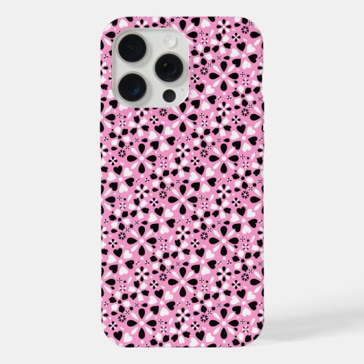 Boîtier iPhone à fleurs noires et blanches mignon (Verso)