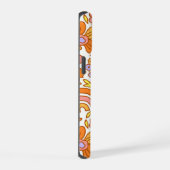 Boîtier iPhone Fleurs Orange Rétro (Côté droit)