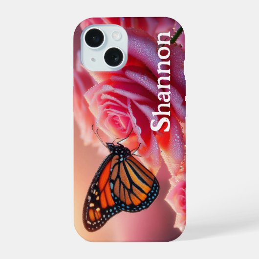 Boîtier iPhone - Papillon Rose (Verso)