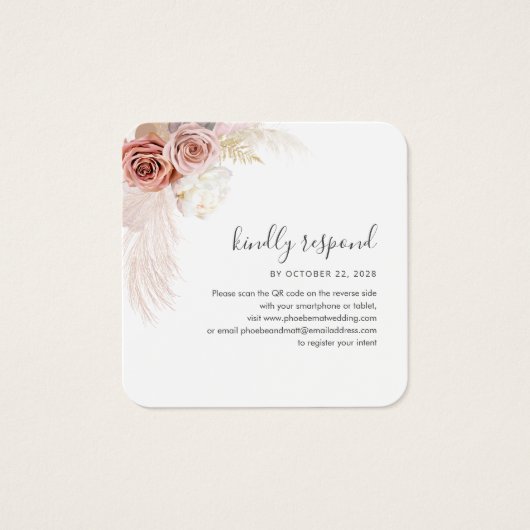 Boîtier Mariage de code QR Pampas Grass RSVP (Devant)