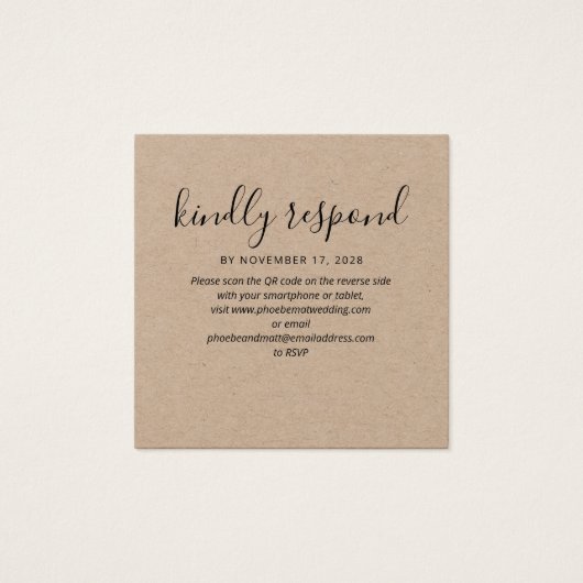 Boîtier Mariage moderne QR Code RSVP Website Card (Devant)