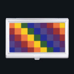 Boîtier Pour Cartes De Visite à damiers arc-en-ciel<br><div class="desc">Célébrez votre Fierté, votre soutien ou votre amour de la couleur avec ce cool à damiers motif arc-en-ciel. Chaque rangée de carrés de couleur arc-en-ciel déplace un carré à droite pour créer un motif à damiers coloré. Les carrés de rouge, d'orange, de jaune, de vert, de bleu, d'indigo et de...</div>