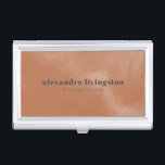 Boîtier Pour Cartes De Visite Aquarelle Abstraite en terre cuite moderne personn<br><div class="desc">Boîtier de carte professionnelle personnalisée Abstrait en terre cuite moderne</div>