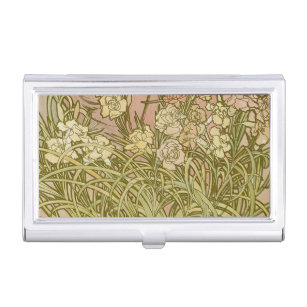 Boîtier Pour Cartes De Visite Art Nouveau Alfonse Mucha fleurs d'oeillets floral