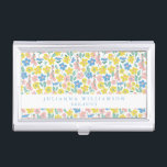 Boîtier Pour Cartes De Visite Bleu mignon et Jaune Ditsy Floral Moderne Personna<br><div class="desc">Cute Blue et Jaune Ditsy Floral Moderne Custom Business Card Case</div>