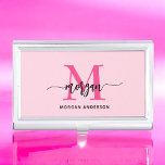 Boîtier Pour Cartes De Visite Chaud rose moderne Script Girl Monogramme Nom<br><div class="desc">Faites une déclaration professionnelle avec notre Hot Pink Modern Script Girly Monogramme Nom Business Card Case! Cette coque élégante et élégante présente un design rose chaud audacieux, personnalisé avec votre nom dans un élégant script moderne pour une touche chic et personnalisée. Parfait pour transporter et protéger vos cartes de visite,...</div>