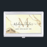 Boîtier Pour Cartes De Visite Chic jaune or Parties scintillant marbre Agate Mon<br><div class="desc">Moderne Elegant Chic Jaune Or Parties scintillant Marbre Agate Monogramme Carte de visite</div>