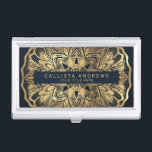 Boîtier Pour Cartes De Visite Chic Moderne Marine Blue Gold Mandala<br><div class="desc">Ce design chic et d'inspiration bohème est parfait pour une femme élégante et branchée. Il présente une fausse feuille d'or dessinée à la main sur une marine foncée simple et moderne à un arrière - plan gris foncé foncé foncé foncé foncé foncé. C'est joli, boho, joli, élégant et luxueux. ***REMARQUE...</div>