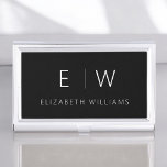 Boîtier Pour Cartes De Visite Classic Élégant Moderne Minimaliste Nom Monogramme<br><div class="desc">Améliorez votre image professionnelle grâce à notre Titulaire de carte de visite Monogramme Monogram moderne et élégant classique. Cet accessoire méticuleusement travaillé allie élégance intemporelle et minimalisme contemporain, en faisant un outil essentiel pour tout professionnel moderne. Conçu avec précision et attention minutieuse aux détails, ce porte-carte de visite est plus...</div>