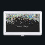 Boîtier Pour Cartes De Visite Confetti coloré tendance Noir<br><div class="desc">Elégant confetti coloré sur un arrière - plan noir.</div>