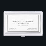 Boîtier Pour Cartes De Visite Coque de carte professionnelle minimaliste pour av<br><div class="desc">Ce coque carte de visite simple et minimaliste présente votre nom et votre titre en noir avec une fine bordure noire sur arrière - plan blanc. Personnalisez-le selon vos besoins. Parfait pour les cadres, les comptables, les avocats, les agents immobiliers, les analystes financiers, les consultants, les graphistes, les écrivains, les...</div>