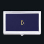 Boîtier Pour Cartes De Visite Coque vintage MODERNE OR et MONOGRAMME MARINE<br><div class="desc">Coordonné avec les modèles de cartes d'affaires VINTAGE MODERNE GOLD et MARINE MONOGRAM INITIAL LOGO. © 1201AM CREATIVE</div>
