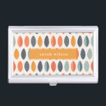 Boîtier Pour Cartes De Visite Cute Orange Bleu Personnalisé Motif botanique Leaf<br><div class="desc">If you need any further customization please feel free to message me on yellowfebstudio@gmail.com</div>