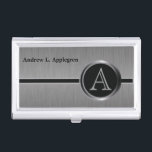 Boîtier Pour Cartes De Visite Design Monogramme Exécutif - Acier Bracelet Noir<br><div class="desc">Affaires de cartes d'affaires conçues pour les cadres prêts à vous customiser. REMARQUE : SEULEMENT CHANGER LES ZONES MODÈLES NÉCESSAIRES! 😀 Si nécessaire, vous pouvez supprimer le texte et commencer à ajouter le texte et la police que vous voulez. 📌 Si vous avez besoin d'une personnalisation plus poussée, cliquez sur...</div>