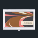 Boîtier Pour Cartes De Visite Élégant Abstrait Contemporain Elégant Personnalisé<br><div class="desc">Gras Résumé Conception de carte de visite personnalisée en rose Brown,  marine et Saumon</div>