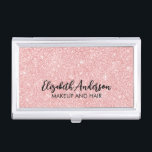 Boîtier Pour Cartes De Visite Élégant détenteur de carte de visite Parties scint<br><div class="desc">Ce coque carte de visite de parties scintillant rose personnalisé a votre nom en texte noir sur un bel arrière - plan de parties scintillant rose. Customisez le coque avec le nom et la profession de votre choix. Parfait pour un coiffeur, un maquilleur ou dans le domaine d'une esthéticienne. Conçu...</div>