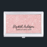 Boîtier Pour Cartes De Visite Élégant détenteur de carte de visite Parties scint<br><div class="desc">Ce coque carte de visite de parties scintillant rose personnalisé a votre nom en texte noir sur un bel arrière - plan de parties scintillant rose. Customisez le coque avec le nom et la profession de votre choix. Parfait pour un coiffeur, un maquilleur ou dans le domaine d'une esthéticienne. Conçu...</div>