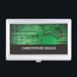 Boîtier Pour Cartes De Visite Elegant Green Computer Circuit Board HighTech<br><div class="desc">Porte carte de visite avec une photo de studio professionnel d'un circuit imprimé d'ordinateur. Vous pouvez l'associer à des cartes de visite.</div>