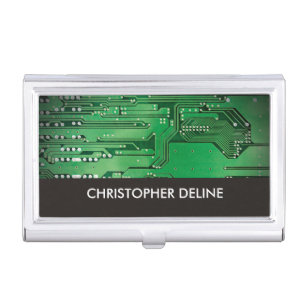 Boîtier Pour Cartes De Visite Elegant Green Computer Circuit Board HighTech
