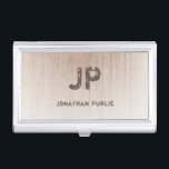 Boîtier Pour Cartes De Visite Élégant Modèle de look de bois personnalisé<br><div class="desc">Personnalisé Bois Look Monogramme Modèle Détaché Nom du texte Élégant Titulaire de carte professionnelle professionnelle personnalisée.</div>