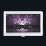 Boîtier Pour Cartes De Visite Elégant noir violet & blanc tons Vintage cadre 2<br><div class="desc">Elégant noir violet et blanc tons vintage cadre fleuri orné. Modèle de carte de visite tourbillonnant et fillette cool élégant.</div>