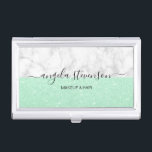 Boîtier Pour Cartes De Visite Élégant peintre moderne de maquillage de parties s<br><div class="desc">Design moderne avec une texture imitation parties scintillant,  marbre blanc et police calligraphie élégante.</div>