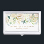 Boîtier Pour Cartes De Visite Elégante aquarelle Flowers avec Faux Gold Foil<br><div class="desc">Porte-cartes de visite élégante et féminine avec des fleurs d'aquarelle avec fausse feuille d'or et faux accents de parties scintillant d'or. Un carte de visite correspondant est disponible.</div>