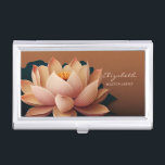 Boîtier Pour Cartes De Visite Élégante Fille tendance, Fleur Lotus<br><div class="desc">Beau lotus sur arrière - plan brun. Un design élégant et sophistiqué. L'idée cadeau cool parfaite pour elle en toute occasion.</div>